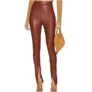 Alix NYC Carlisle Pant Vegan Faux Leather Split Hem Cinnamon Size M #1263 NWOT
